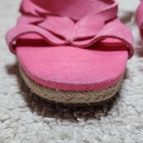 COLE HAAN CRYSTAL WEDGE SANDAL 7MM NEON FUSIA LEATHER ESPADRILLES LADIES 11 NWOB - Picture 4 of 16